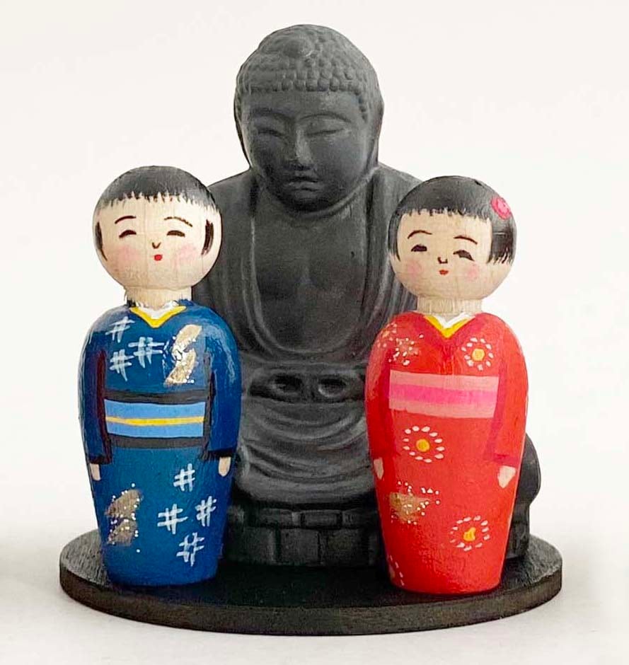 昭和の鎌倉スーベニイルこけしセット（黒）