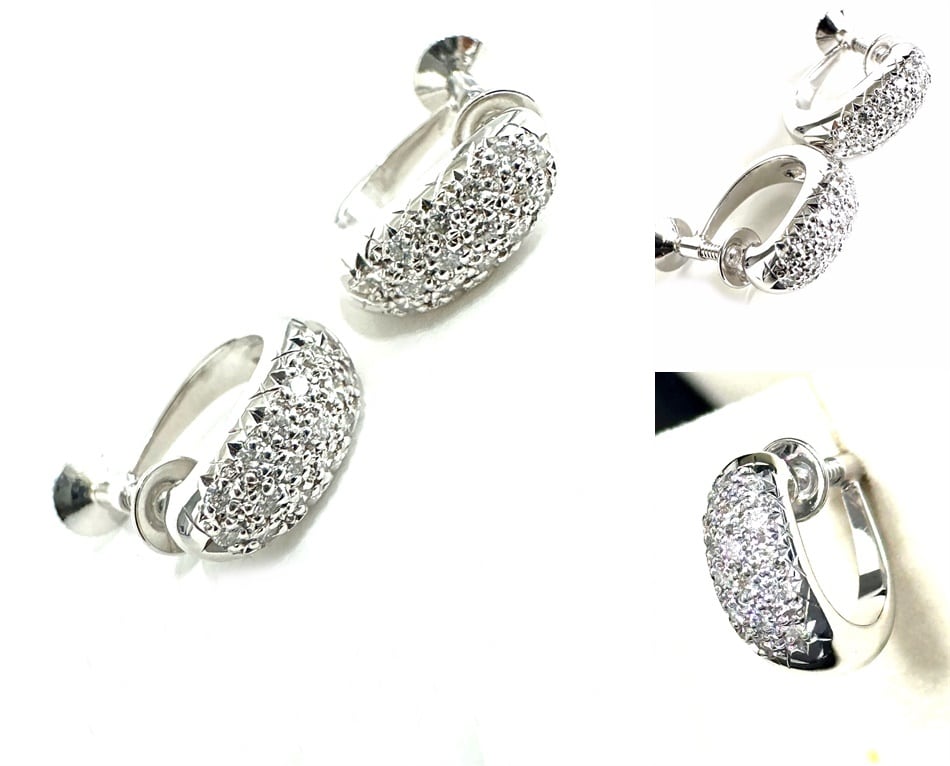 TASAKI タサキ プラチナ パヴェ ダイヤモンド イヤリング 0.28ct 田崎