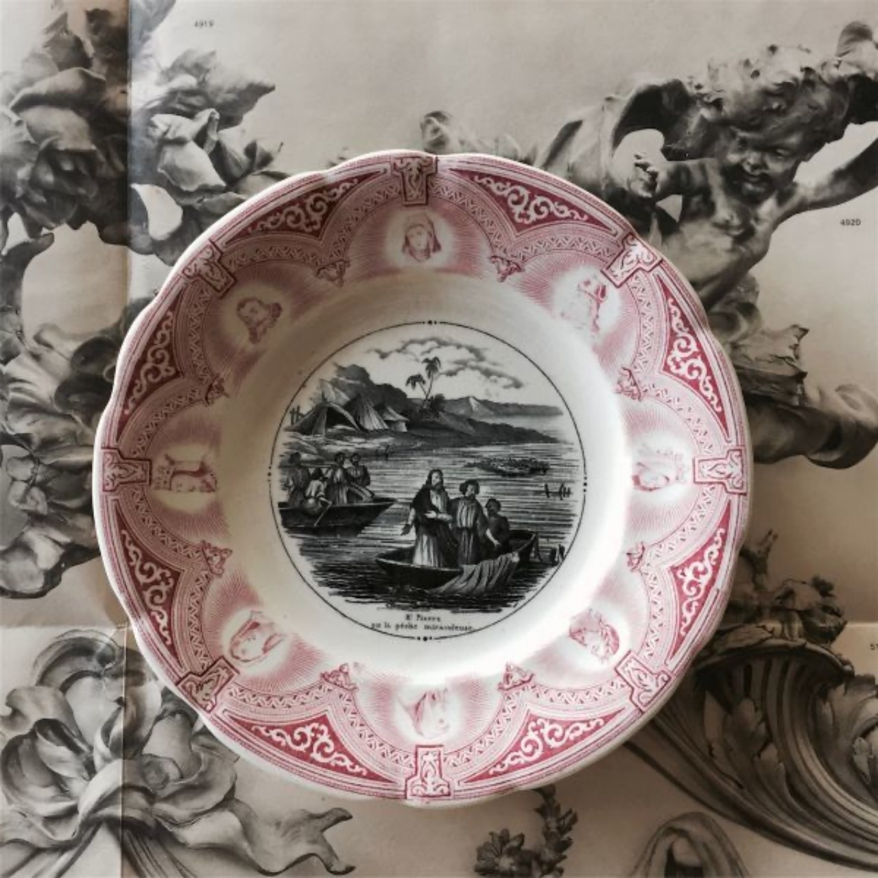 1875s~ Sarreguemines 聖人と聖人と聖人たちのプレートb