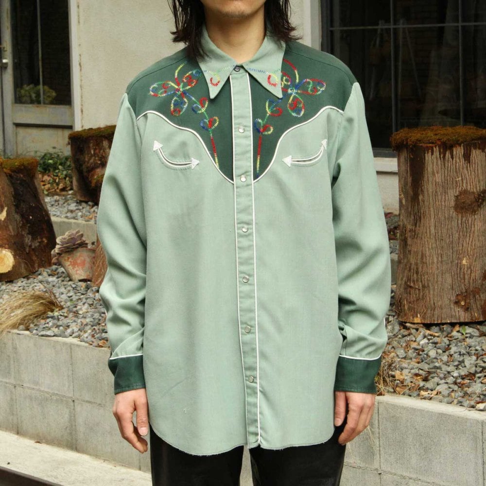 〓H BAR C〓 1950's vintage 緑 western shirt-Quattrochi 〓H BAR C〓 1950's vintage 緑 western shirt-Quattrochi