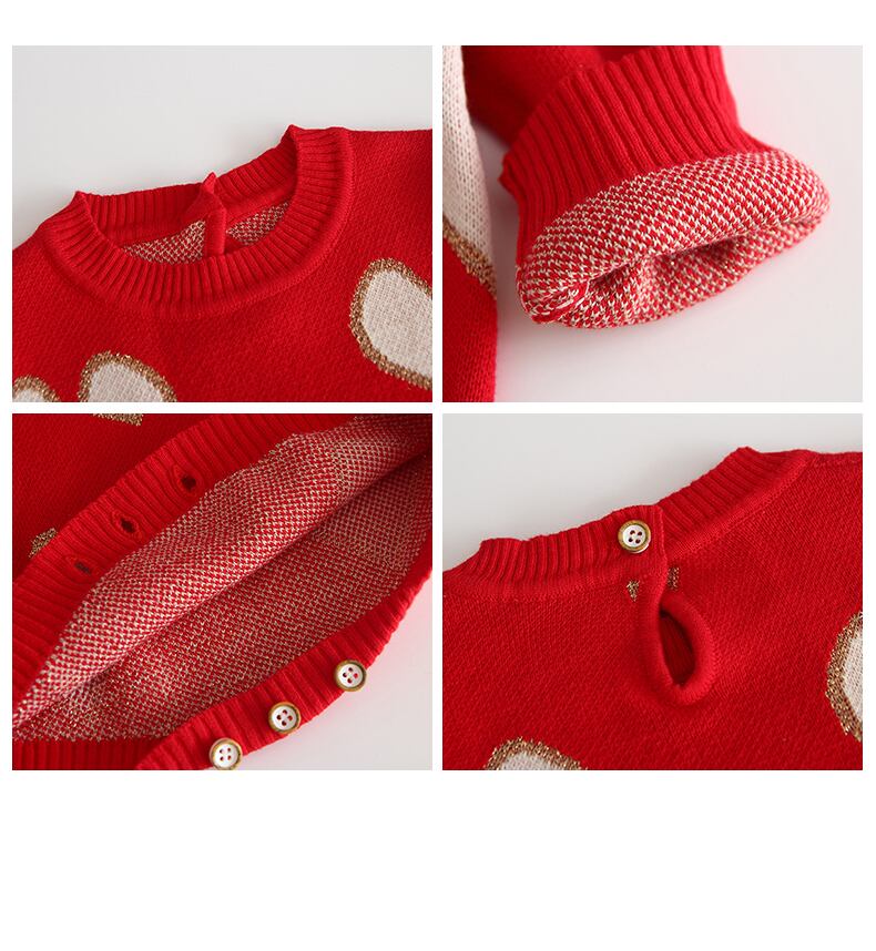 スプリングオータムセーター ワンピースレオパードプリント柄ニットジャカードロンパース オールインワン コットン 春物 秋物 超面白いベビーショップ72311570046