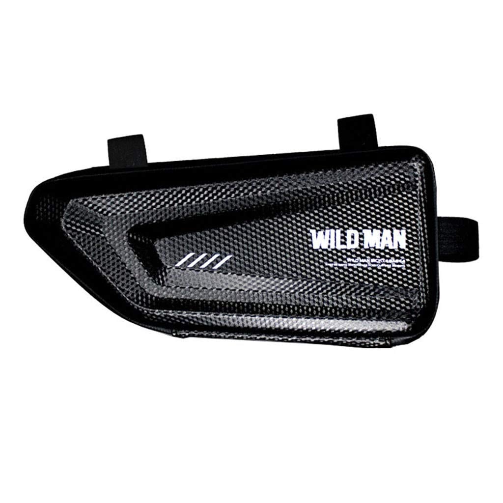 WILD MAN 防雨ハードシェルトライアングルバイクサドルバッグ 座席の下のフレーム ロードマウンテンサイクリング用(ブラック、E4)