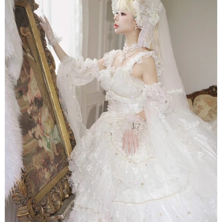 ロリィタドレス ホワイトロリィタ 花嫁衣裳 白無垢 ウエディング衣装