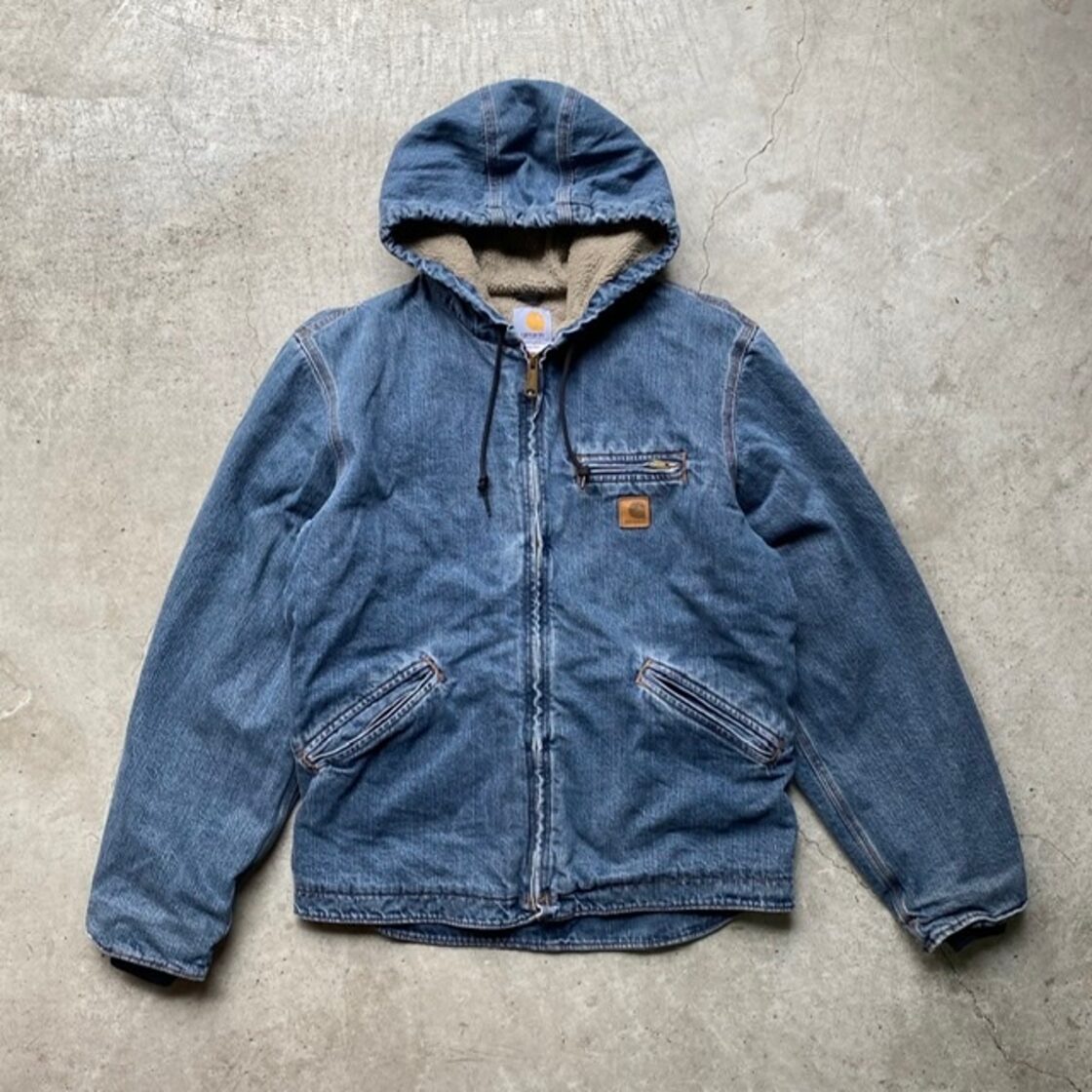 Carhartt カーハート デニム ボアライナー フルジップパーカー フード 