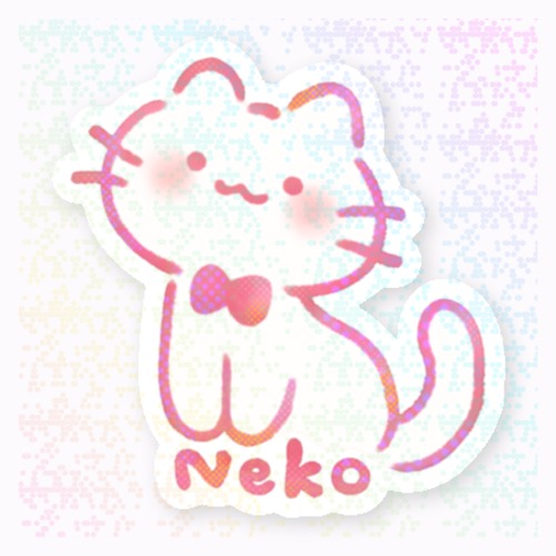 ドットねこちゃんドットホログラムステッカー