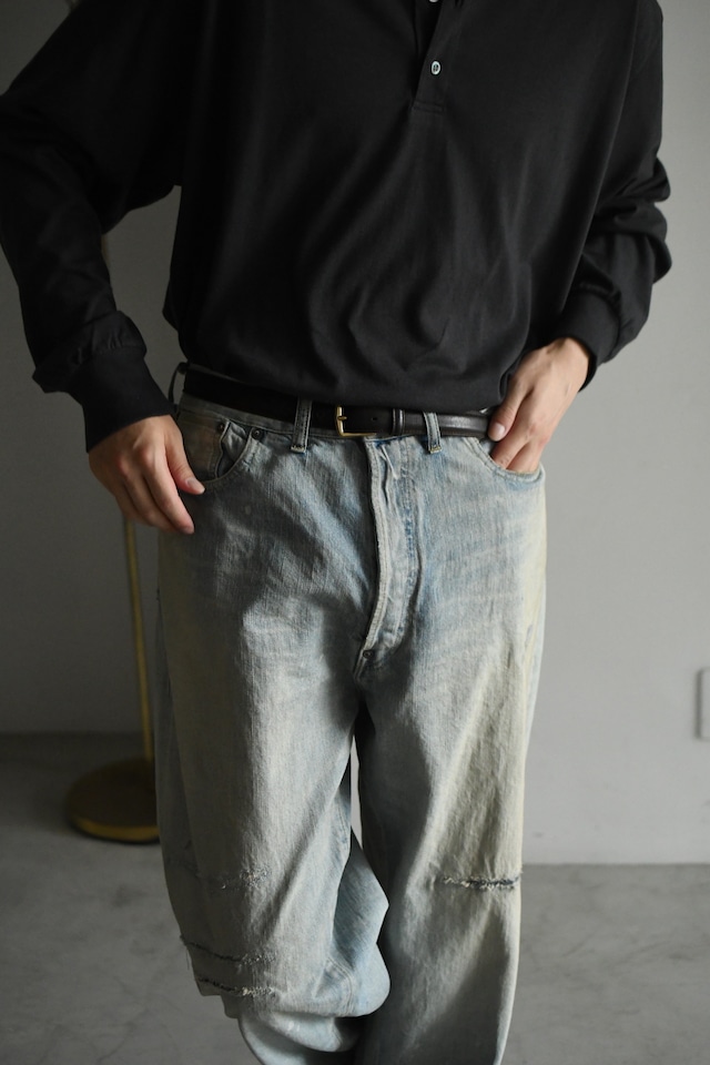 A.PRESSE / Cashmere Blend L/S Henley Neck Shirt (Charcoal)