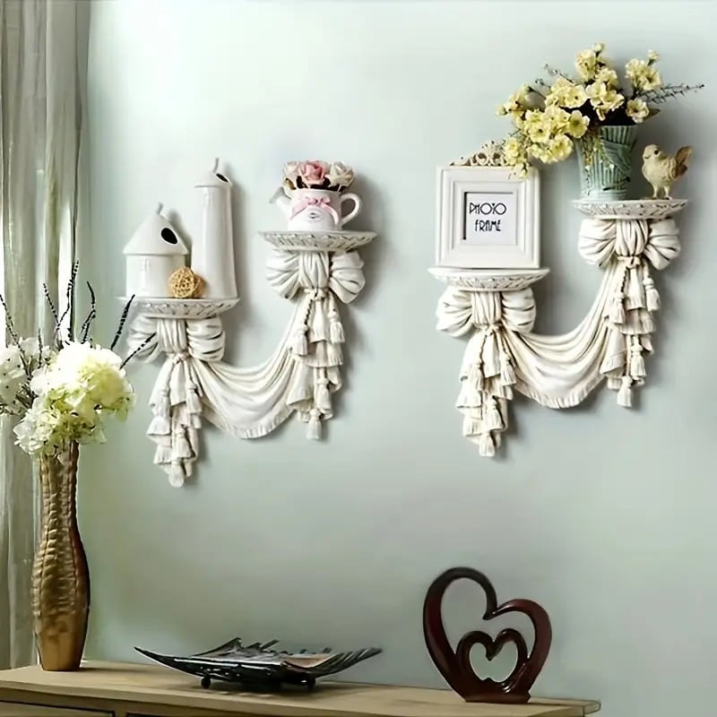 ウォールラック ロココ調 レジン製 エレガント 壁飾り 壁掛けシェルフ