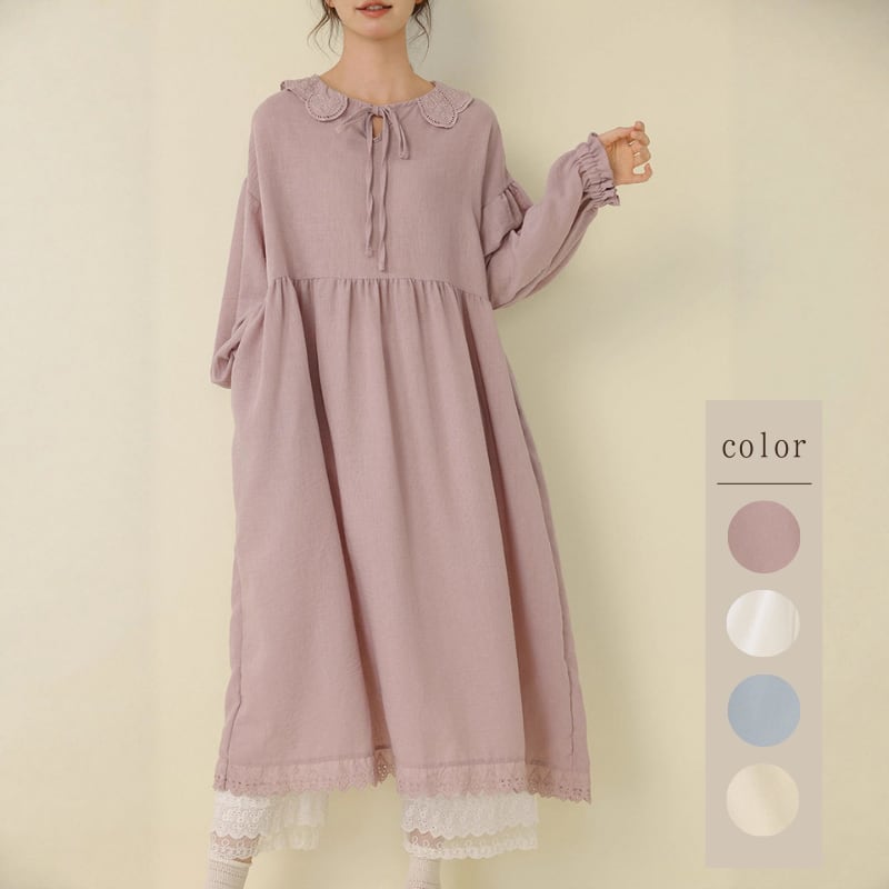 フォレストスタイルレースカラーローブワンピース W1439