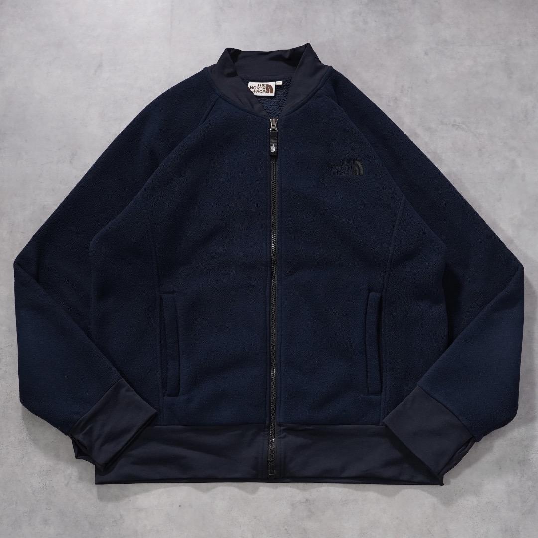 ノースフェイス フリース ジャケット 古着 ロゴ 刺繍 L 紺 17613