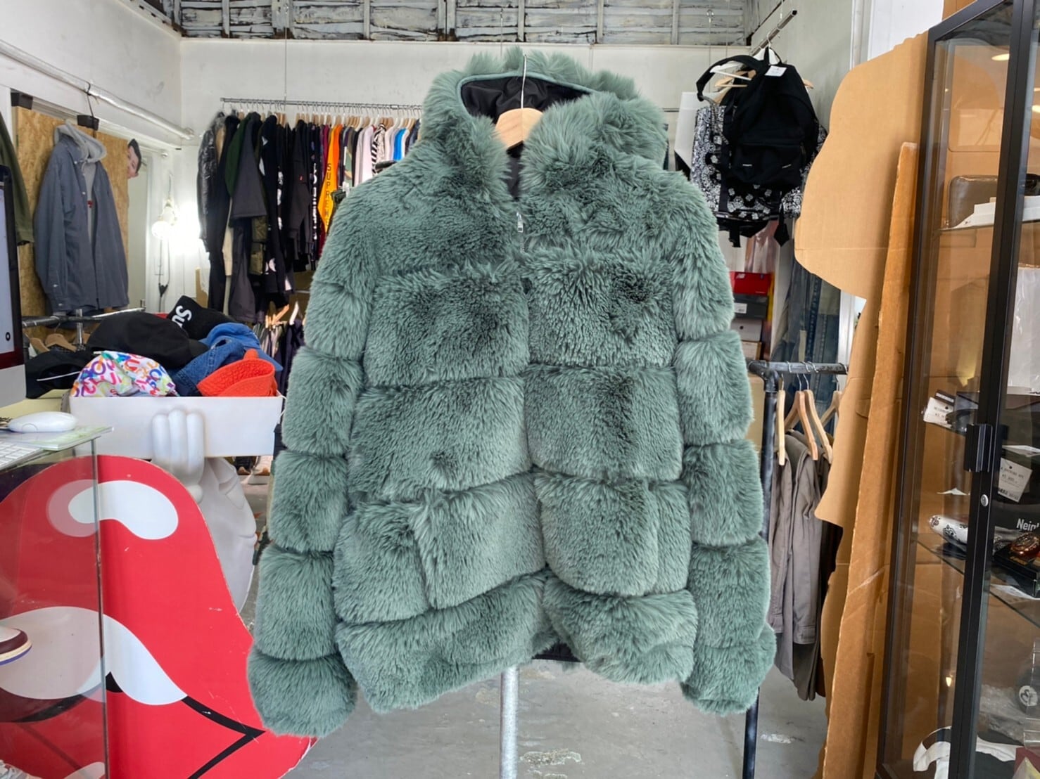 Supreme × WTAPS FAUX FUR HOODED JACKET GREEN MEDIUM 35880 | BRAND ...