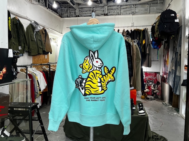 FR2 GETTOU TIGER RABBIT SWEAT HOODIE TURQUOISE BLUE MEDIUM 27149