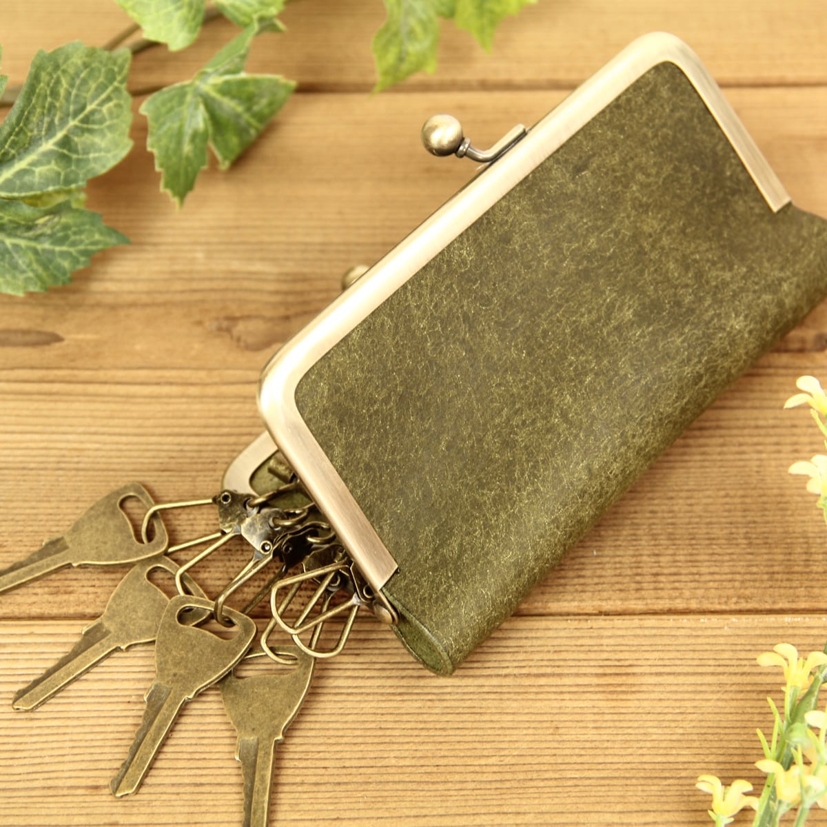 がま口キーケース / グリージオ | HANARE LEATHER オンラインショップ