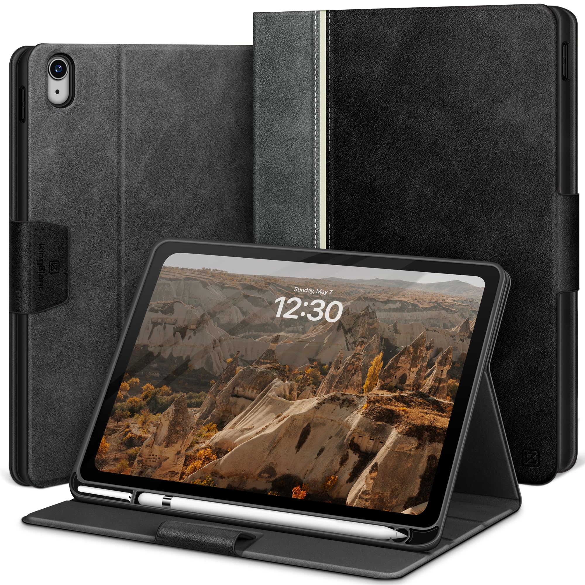 KingBlanc iPad A16 ケース iPad 11世代・10世代 対応 手帳型 ペン収納 高級PUレザー製