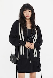 DAMAGE LINE ZIP UP_BLACK