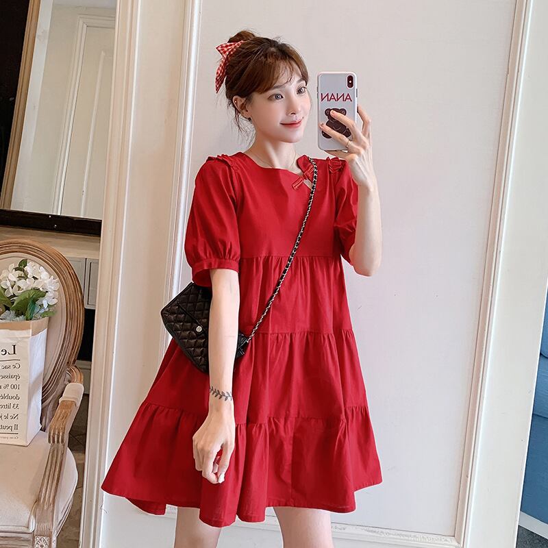 【新作】【送料無料】 マタニティウェア2020夏の新しい綿とリネンのルーズなトレンディなマタニティドレスファッションミドル丈で年齢を減らすマタニティドレス-アリババ コットン サマー 夏物 expec238128790073