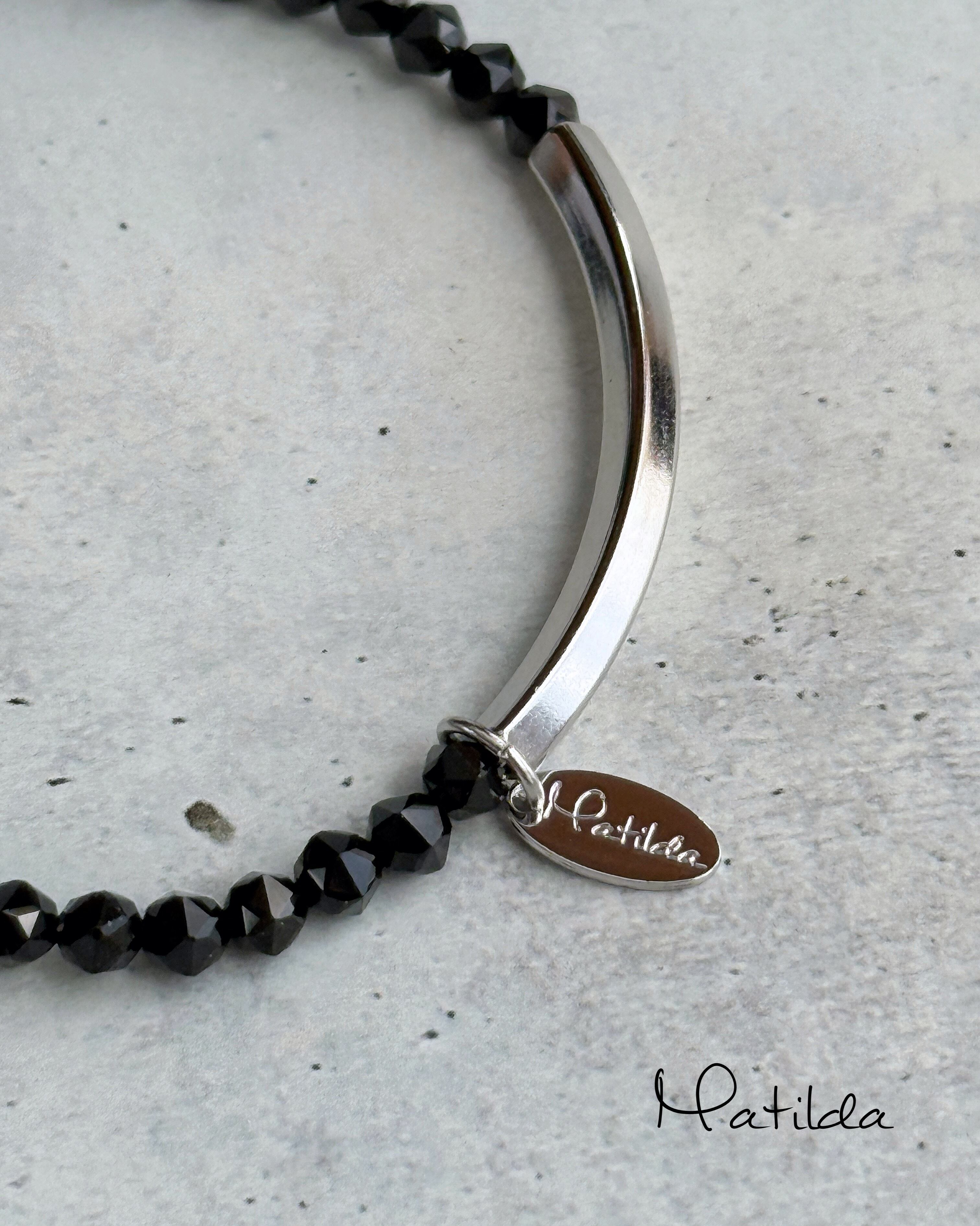 Tube & stone bracelet(ブラックスピネル)