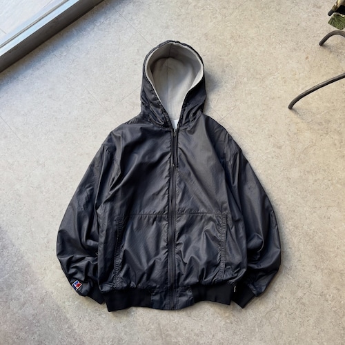 80s RUSSELL ATHLETIC "Rip stop nylon × lining thermal" zip hoodie【仙台店】