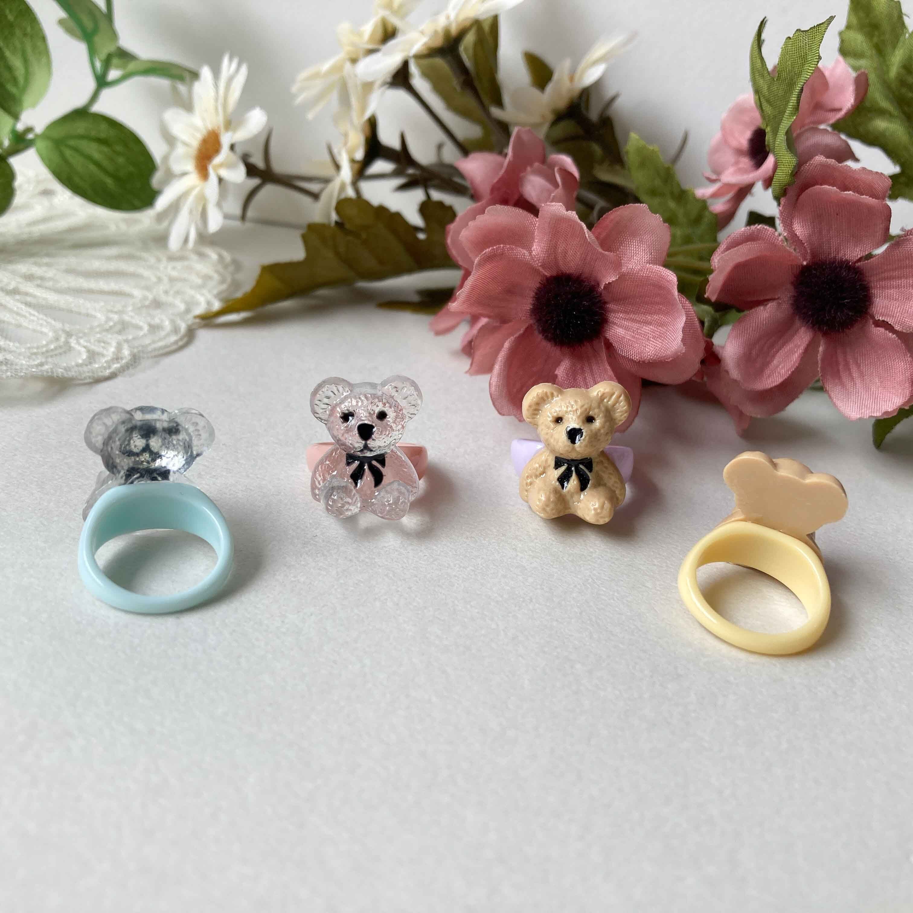再入荷〉おすわりクマのキッズリング | Dua-アクセサリーパーツショップ