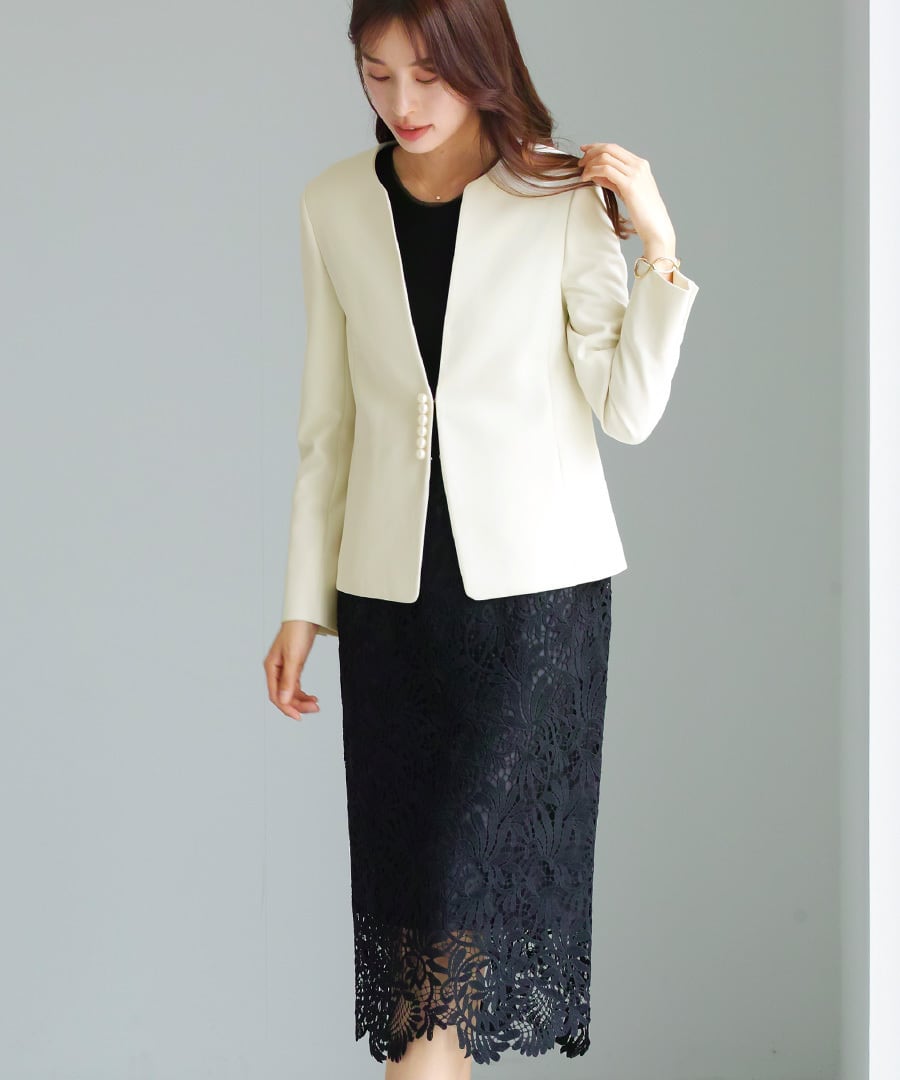 25AW】【 装いを格上げする華やぎスカート 】スカラップレースロング