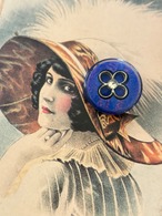 Japanese Vintage ボタン オーロラ フラワー ストーン パープル系 22mm レトロ アクセサリーパーツ 装飾材 カルトナージュ