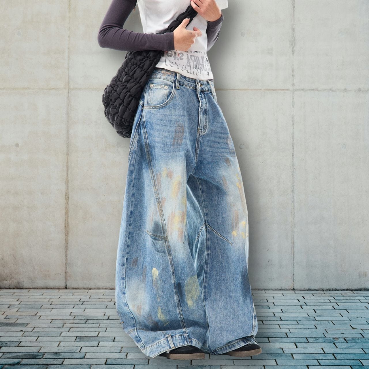 ペイントウォッシュワイドデニムパンツ R00836