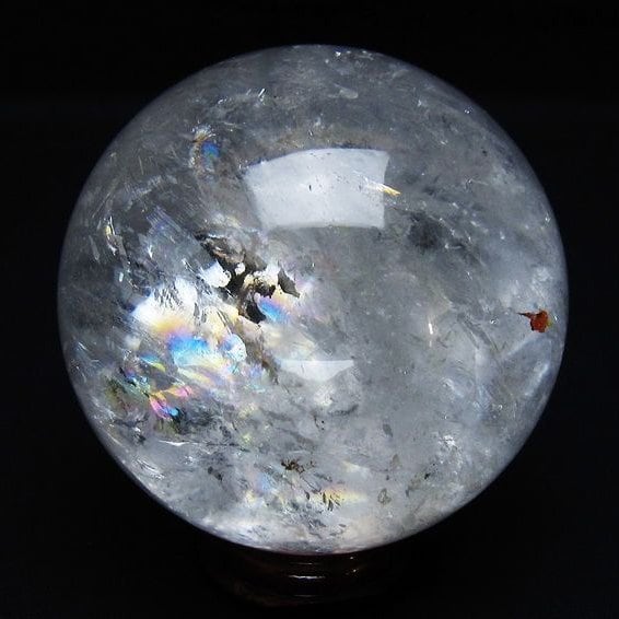 水晶 丸玉 虹入り 73mm スフィア 置物 水晶玉 一点物 151-8721
