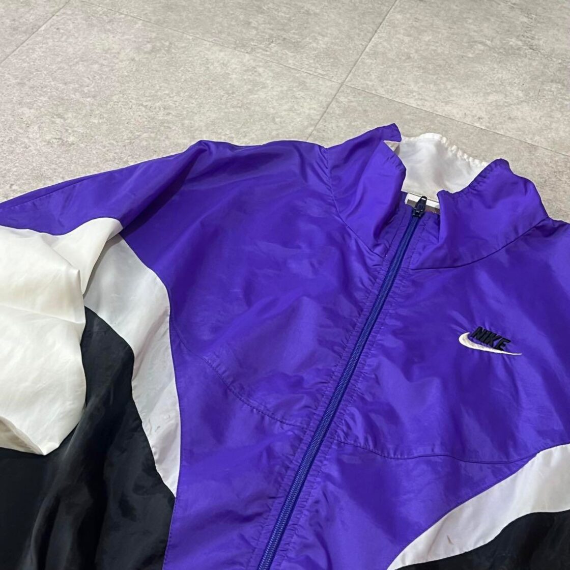 Nike ナイキ ナイロンジャケット 90s ビンテージ 薄手 パープル M 白 