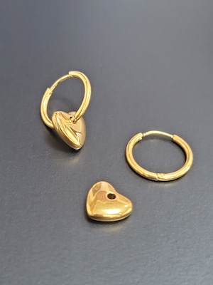 サージカルステンレス 2way heart ring pierce【 2color 】No.P078