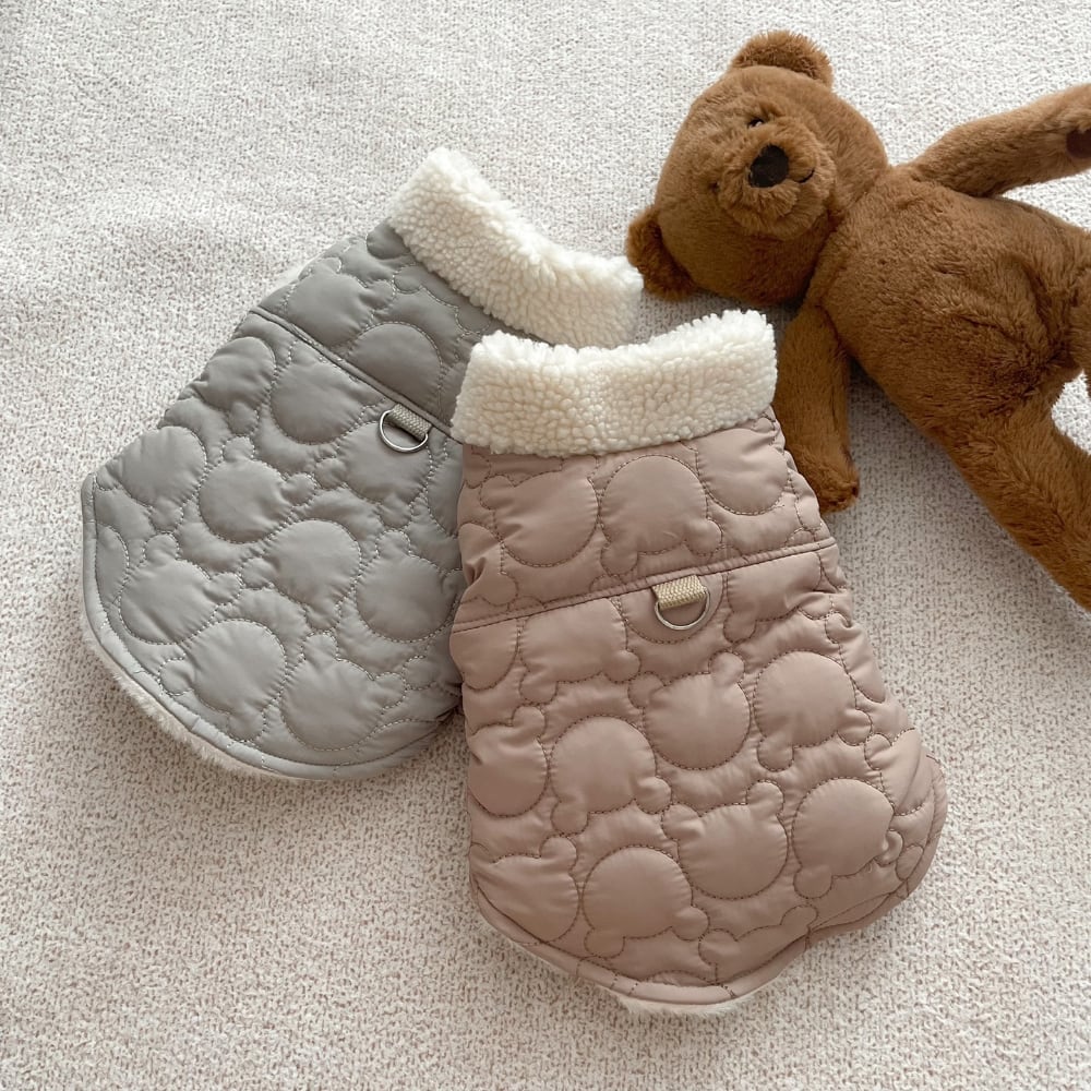 犬服ハンドメイドくまさんキルトワンピ