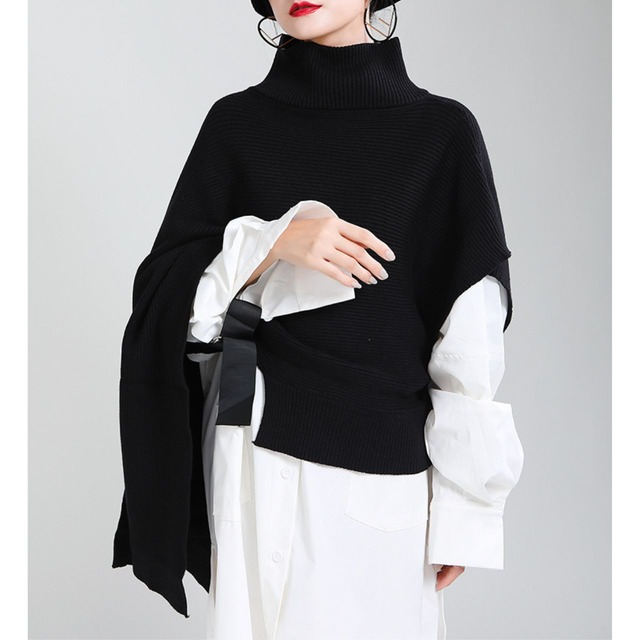 Asymmetry shawl sweater【2color】 C0380