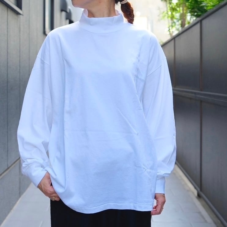 COMOLI(コモリ) / コットンジャージモックネックプルオーバー-WHITE