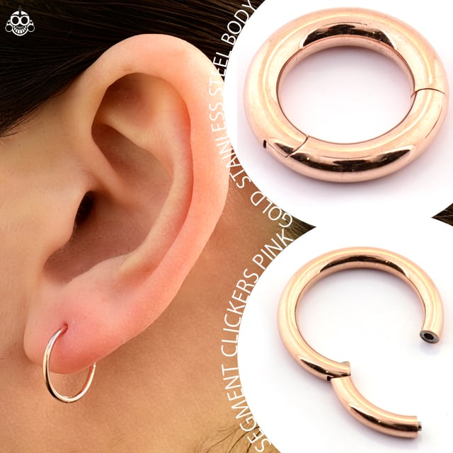 ワンタッチピアス 8G ボディピアス 肌に馴染む ピンクゴールド 簡単