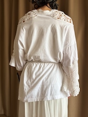 crochet lace panel embroidered remake t-shirt-5310-7
