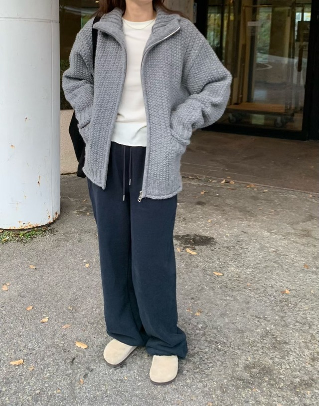 (予約) fl lanel / Bold waffle zip up 2color