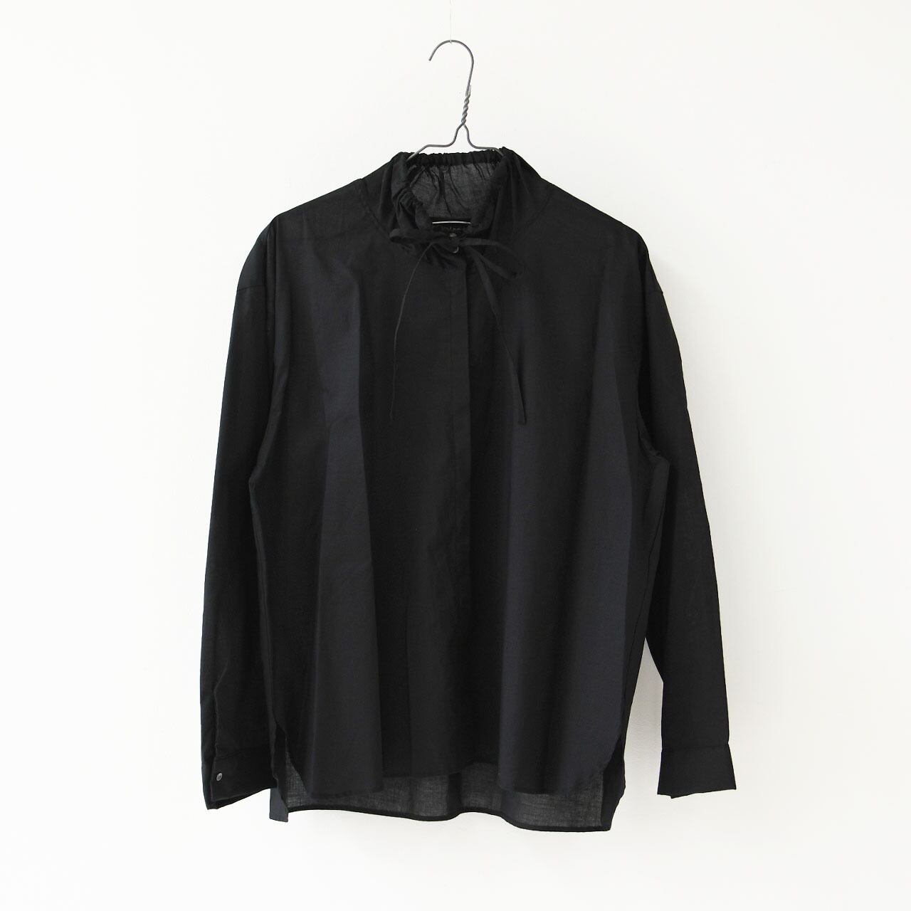 mizuiro ind [ミズイロ インド] gathered stand collar shirt [3