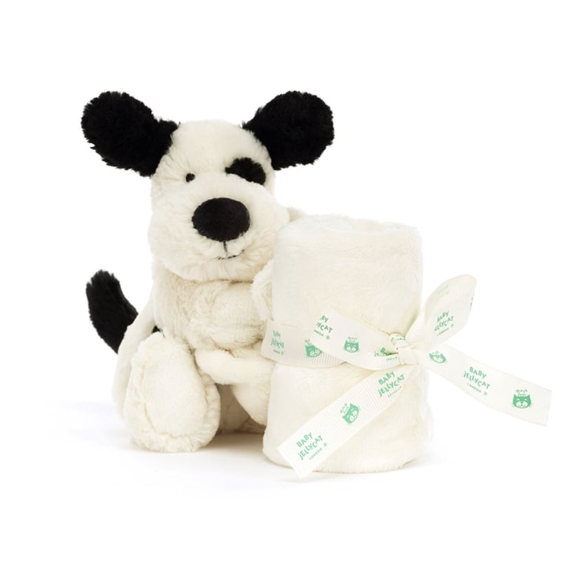 Jellycat ジェリーキャット | Bashful Black & Cream Puppy Soother