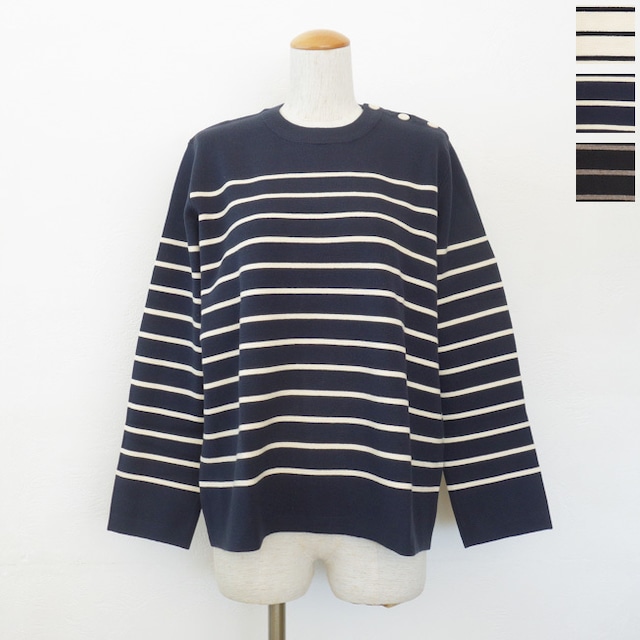 mao made (マオメイド) ニット スタンダード ボーダー ゴム編み 肩ボタン 641116 ◇
