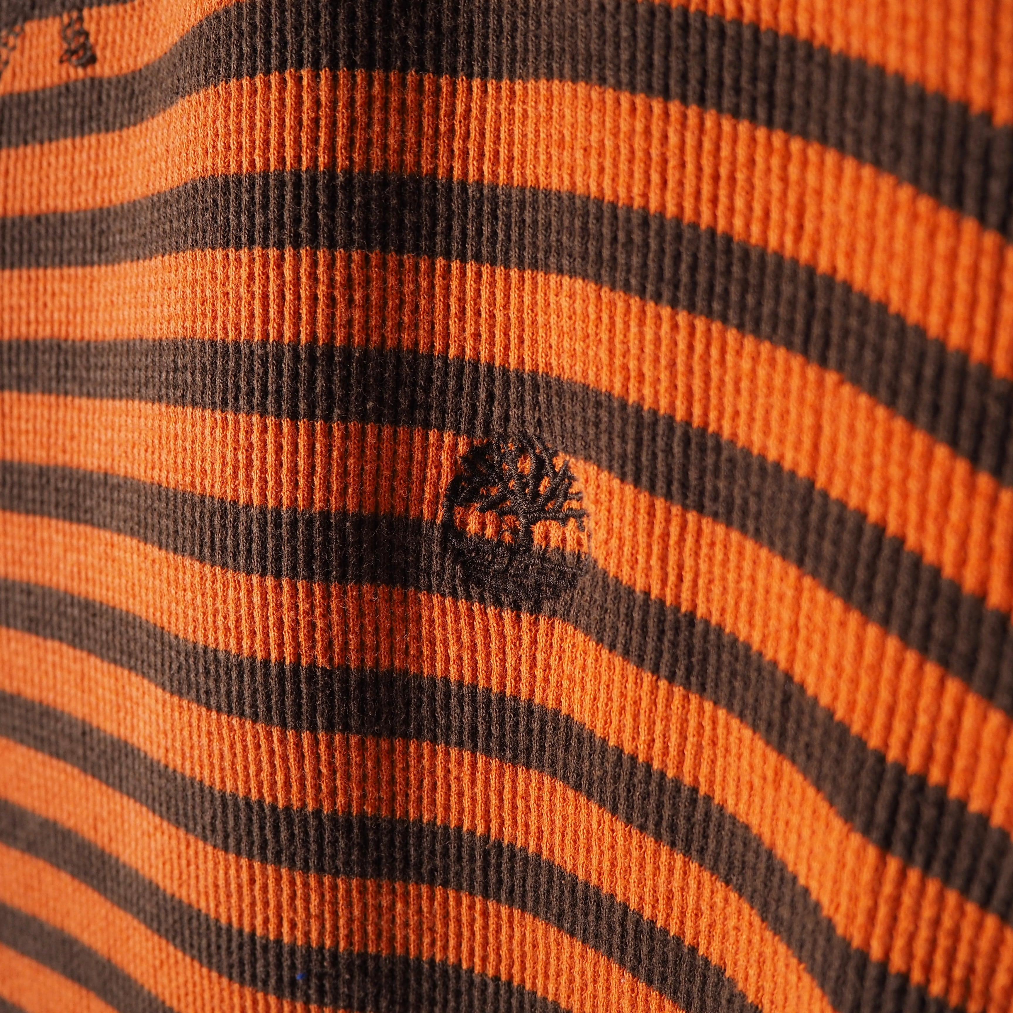 1990s ” Timberland ” Carrot orange × Brown Bi color border design long sleeve Tee