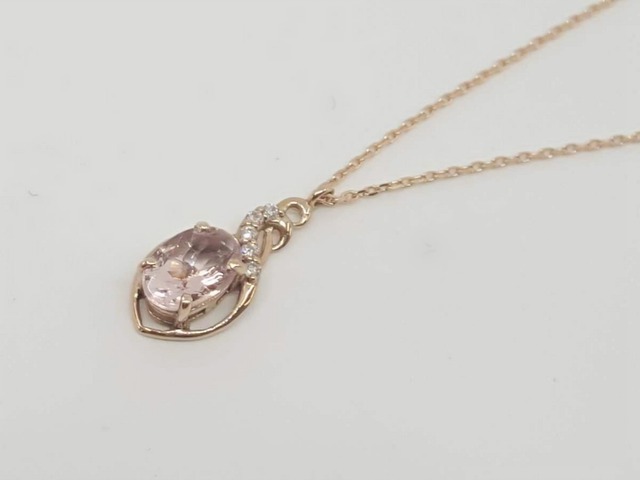 K18PG 0.4ct モルガナイトペンダントネックレス
