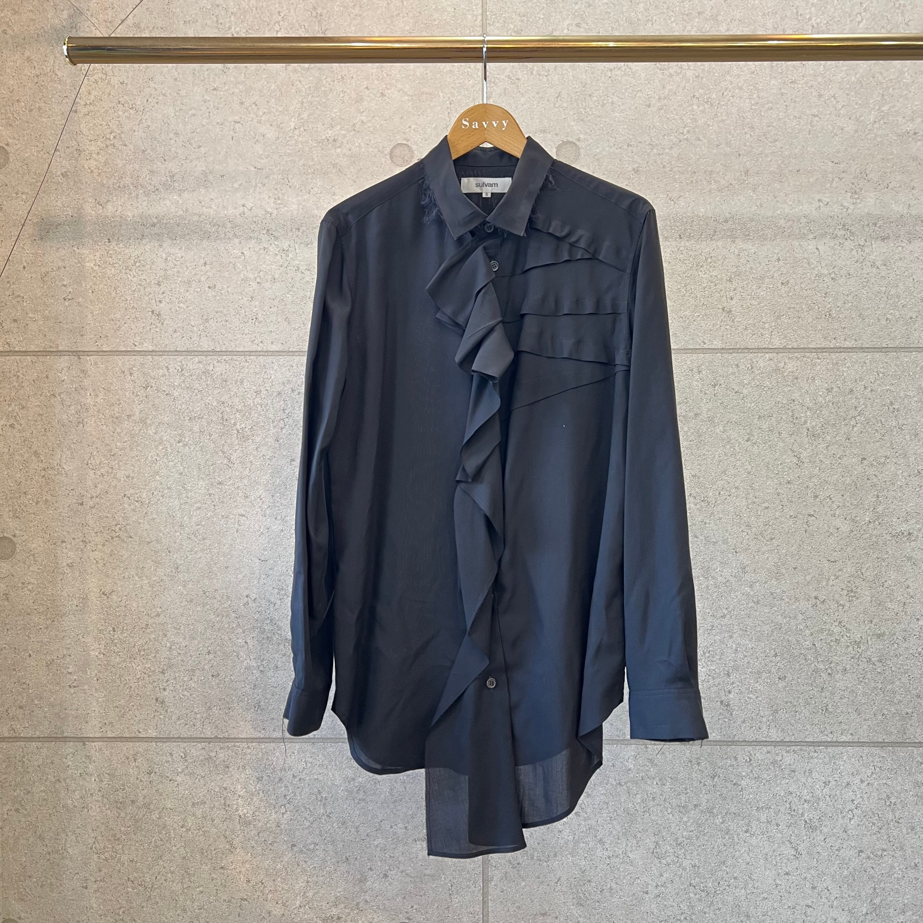 ユ*ス様 sulvam 黒 レーヨンシャツ Sサイズ sulvam – 左前タックレーヨンシャツ (BLACK) | Savvy（大分市セレクト