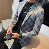 trend plaid suit jacket 00136