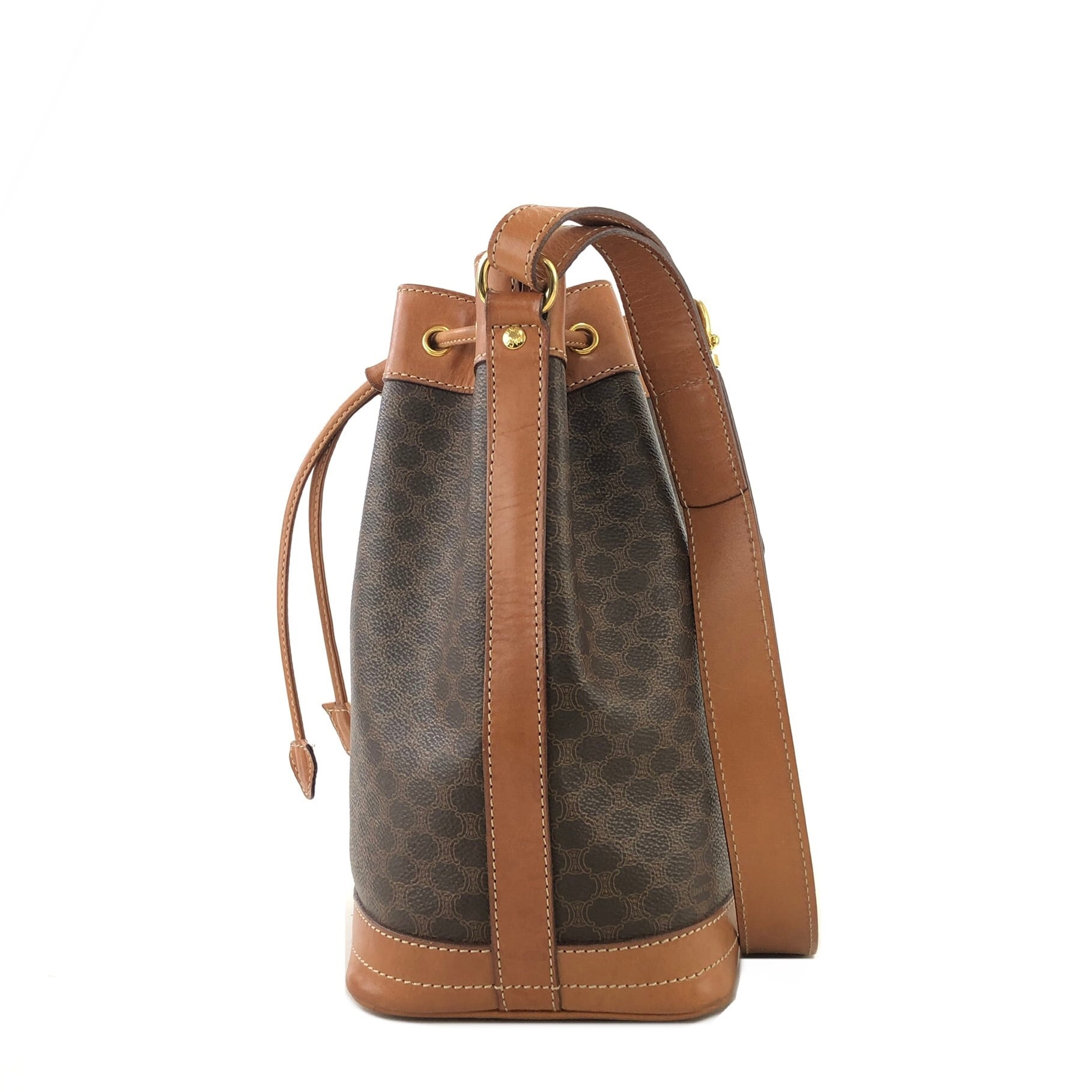 CELINE セリーヌ マカダム ブラゾン型押し レザー 巾着 ショルダー