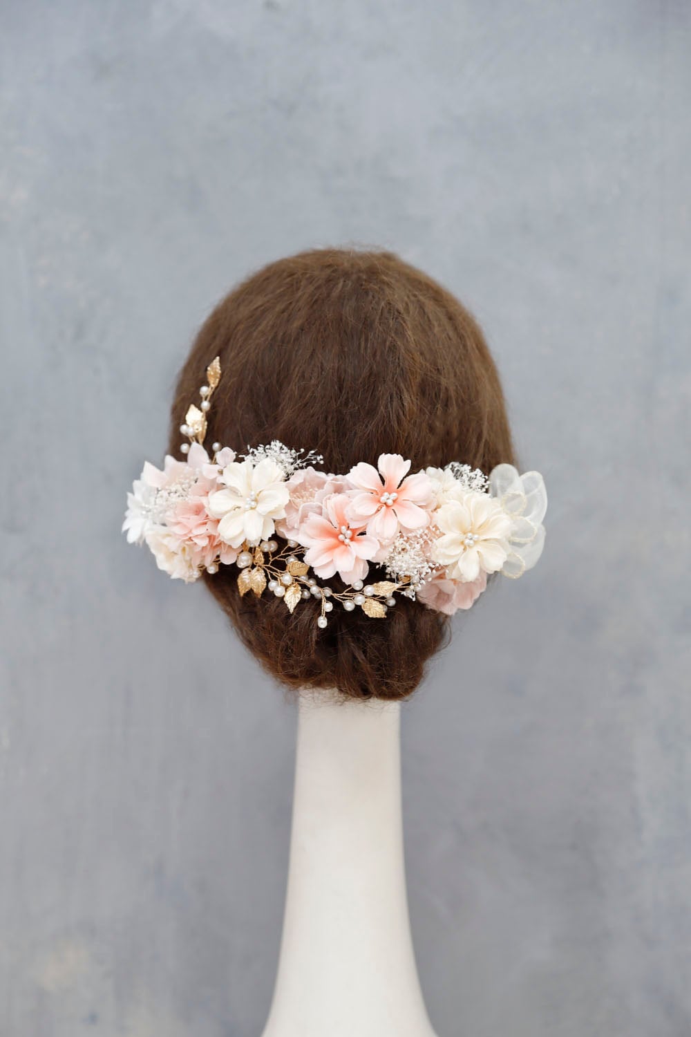 Zinnia(ジニア)リボン髪飾り 小枝ビジュー  卒業式  袴  振袖 成人式 白無垢 色打掛 和装 ヘアパーツ ヘッドドレス 白無垢