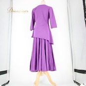 社交ダンス 衣装 スタンダード 上下セット ツーピース レッスンウェア パーティ衣装 紫 パープル系 A vivare アビバーレ 無地 シンプル ダンスウエア スカート トップス Lサイズ 女性用 おしゃれ セットアップ 伸縮性 快適 お稽古 コスチューム シンプルデザイン 舞台衣装 ダンスパーティ フォーマル 体型カバー ツーピースコーデ シンプルスタイル おすすめ