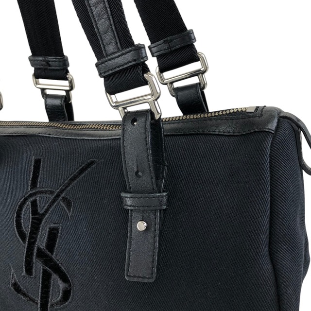 Yves Saint Laurent イヴ・サンローラン ハンドバッグ ブラック YSL キャンバス×レザー vintage ヴィンテージ オールド p825h3