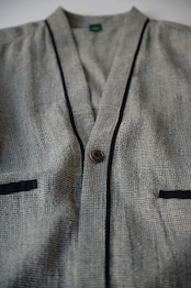 【suie】Linen silk lightweight gown/リネンシルクガウン(千鳥ブラック)