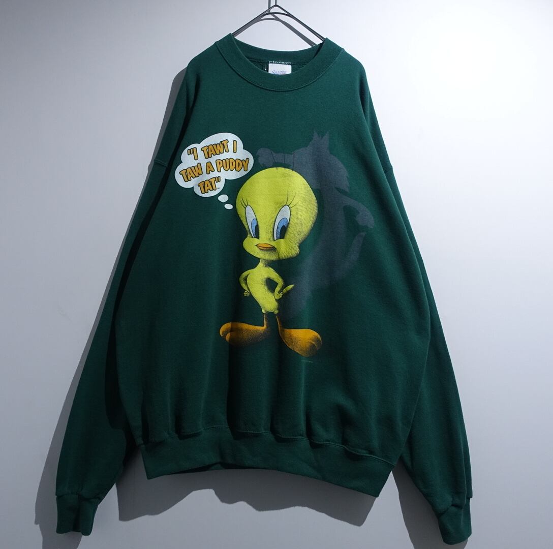 90s "Looney Tunes" Green Tweety Print Design Sweat