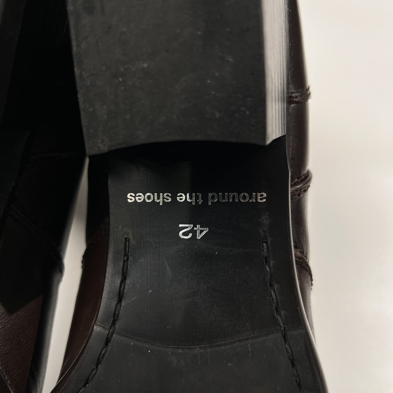 AROUND THE SHOESアラウンドザシューズ レザー サイドジップ ヒール ブーツ 42 (約26.5cm) /ダークブラウン