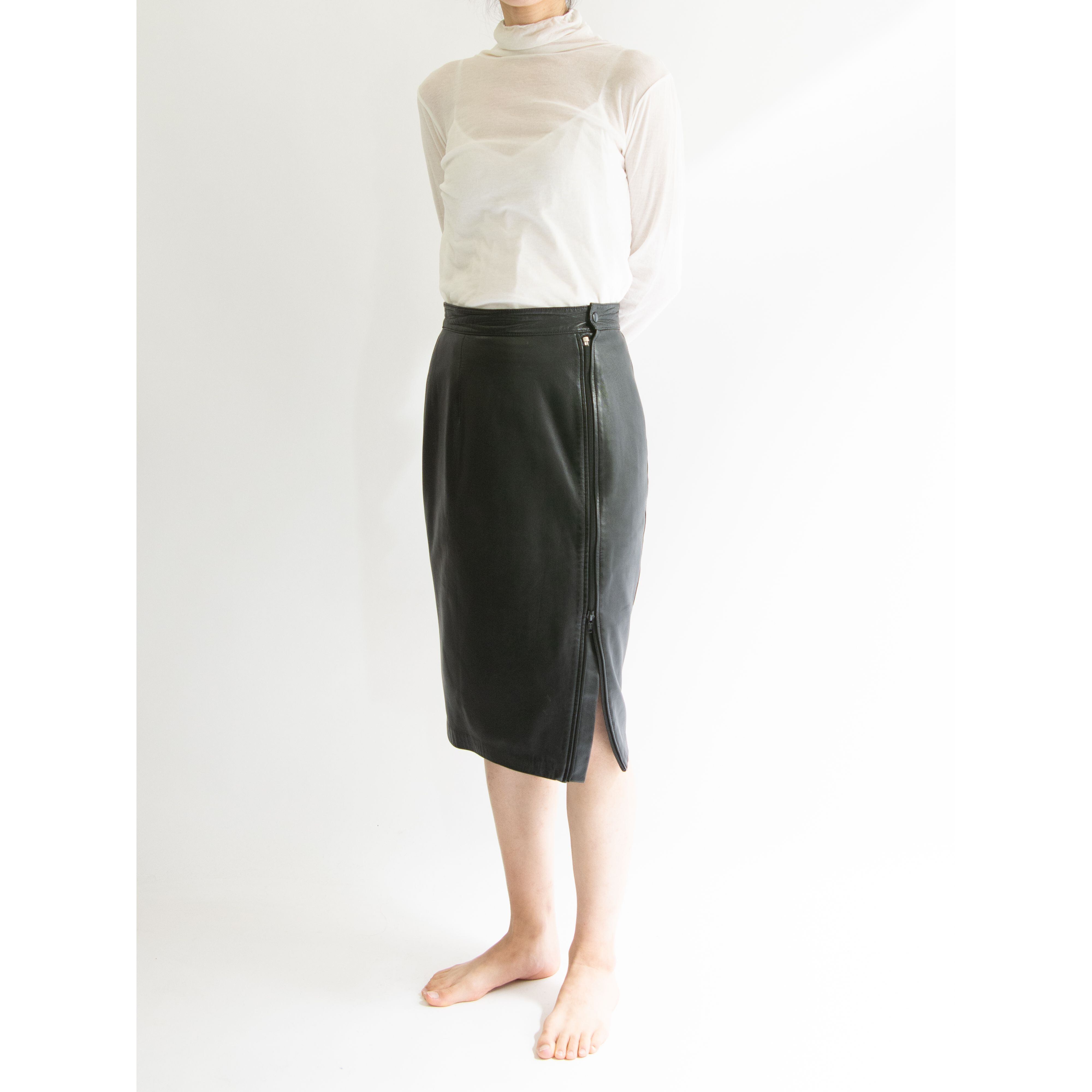 Jean Pecarel】Leather Skirt（ジップデザイン レザースカート