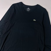 LACOSTE ラコステ フランスデザイン Vネック 長袖Tシャツ 5/ブラック